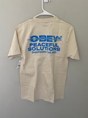 New Obey Clothing Peaceful Solutions Front Back Graphic Tee, Size XL